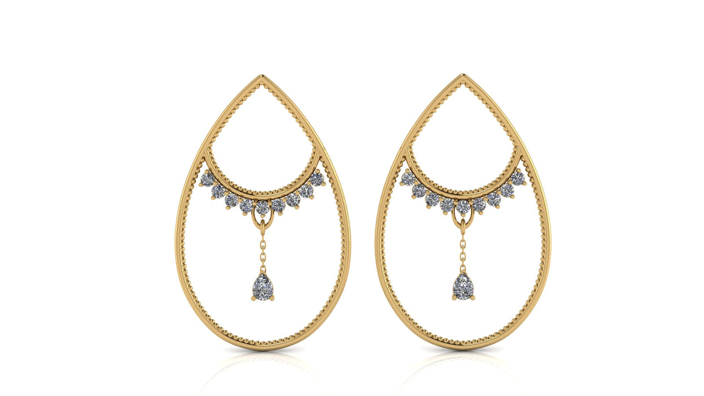 14K Yellow Gold .82CTW Swinging Lab Diamond Earrings
