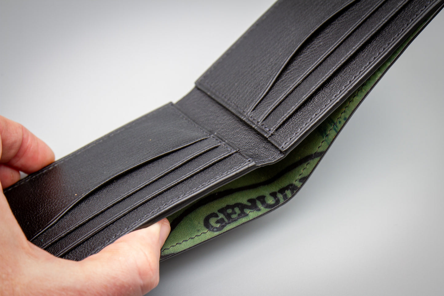 Horween Shell Cordovan Leather Wallet - Marbled Black