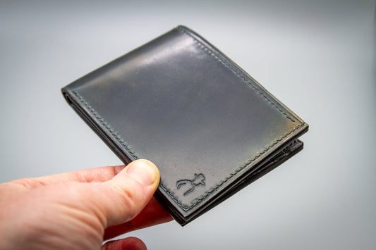 Horween Shell Cordovan Leather Wallet - Marbled Black