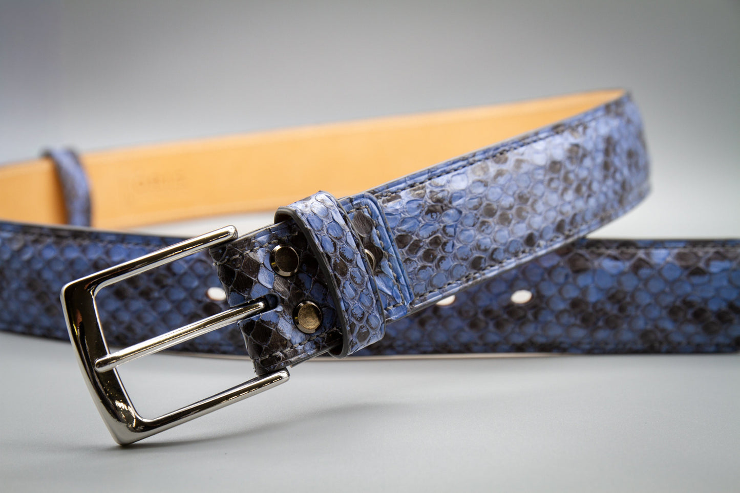 Anaconda Leather Belt - Blue