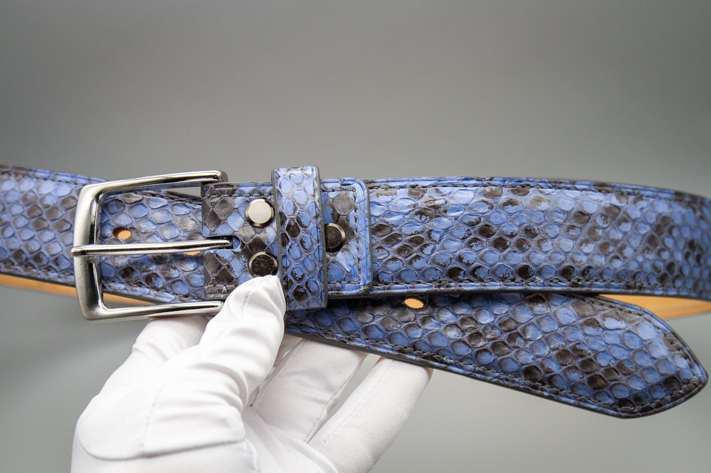 Anaconda Leather Belt - Blue