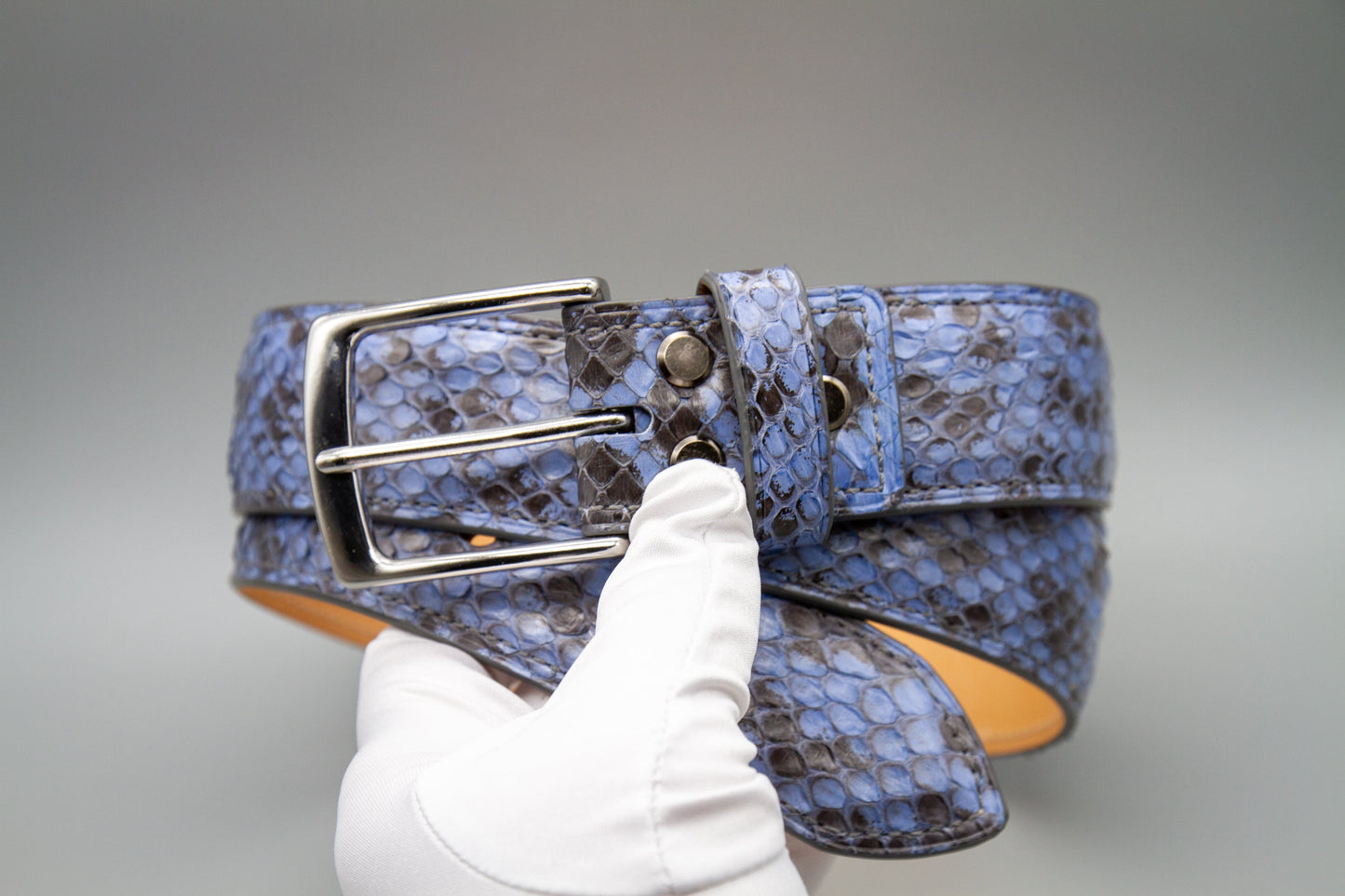 Anaconda Leather Belt - Blue
