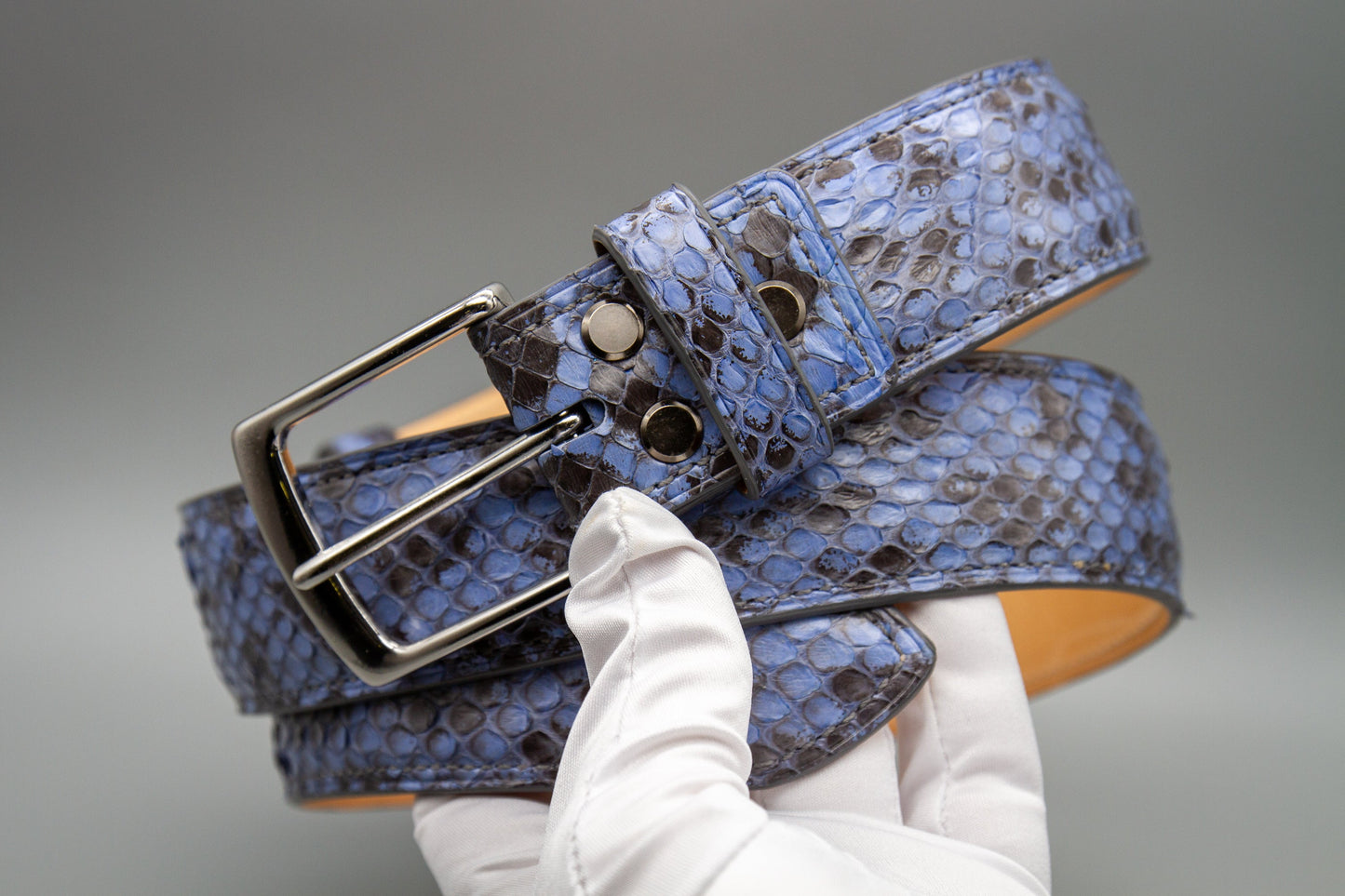 Anaconda Leather Belt - Blue
