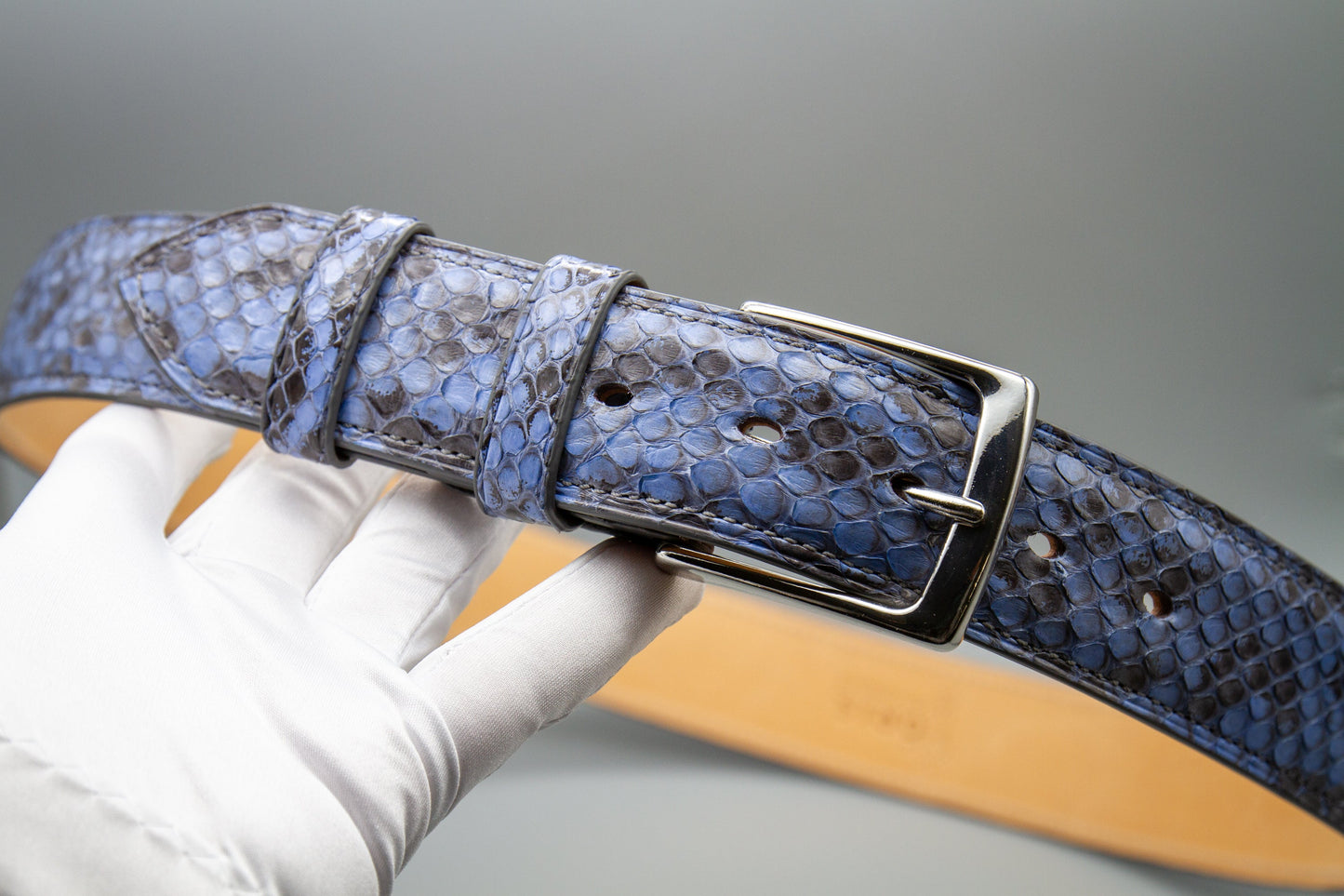 Anaconda Leather Belt - Blue