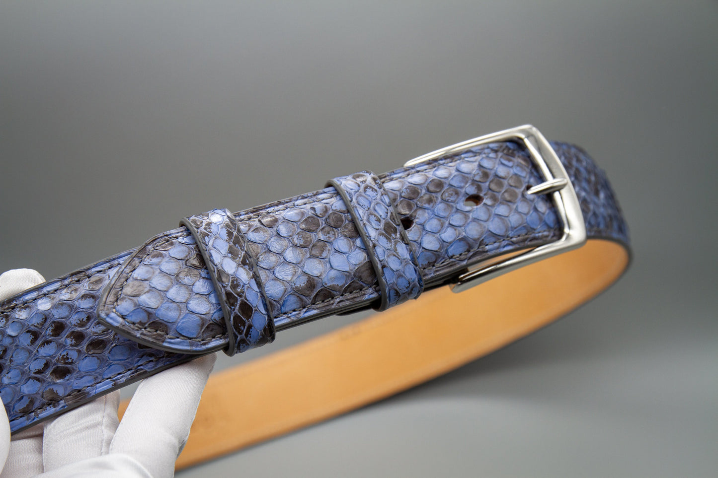 Anaconda Leather Belt - Blue