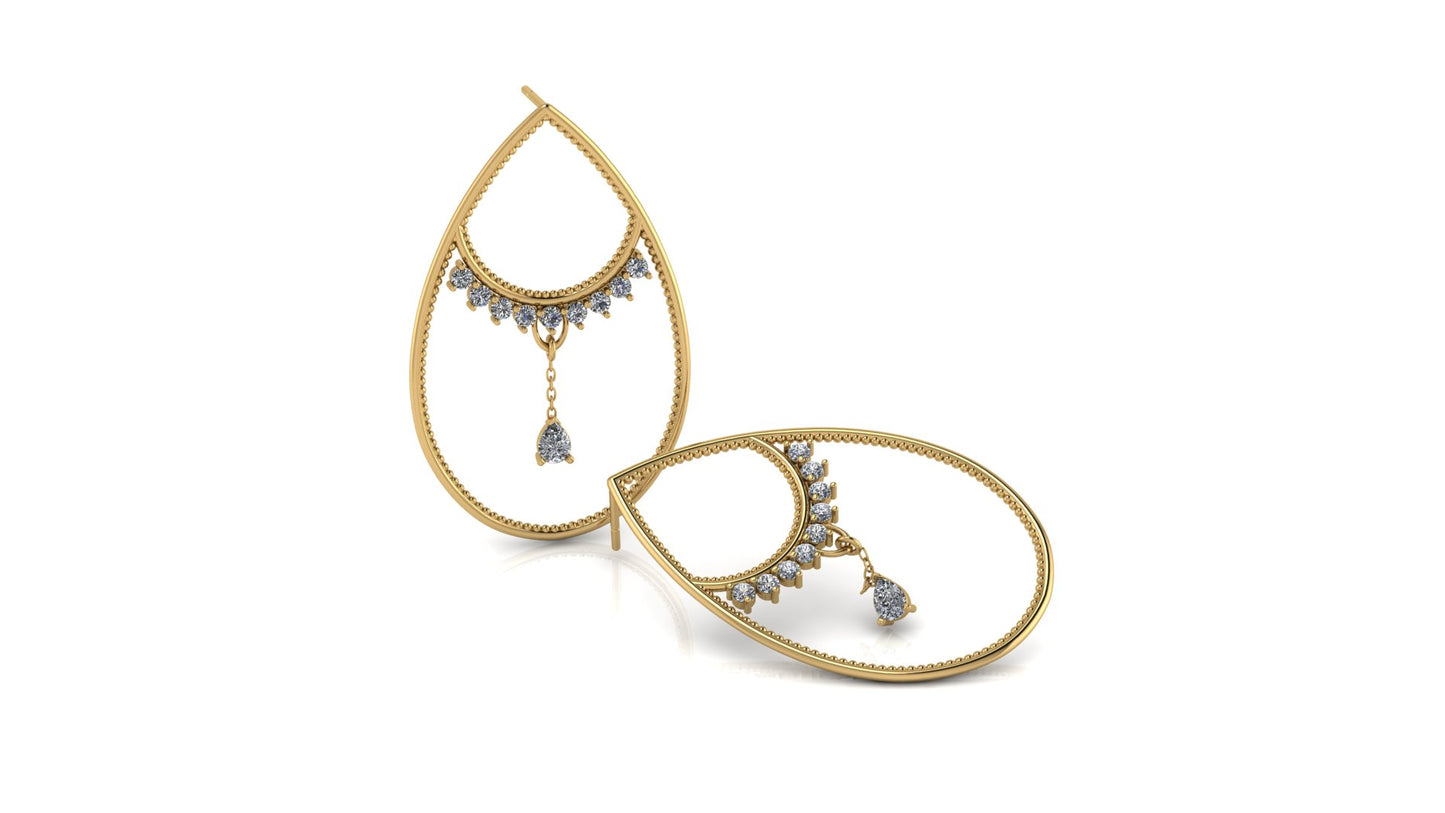 14K Yellow Gold .82CTW Swinging Lab Diamond Earrings