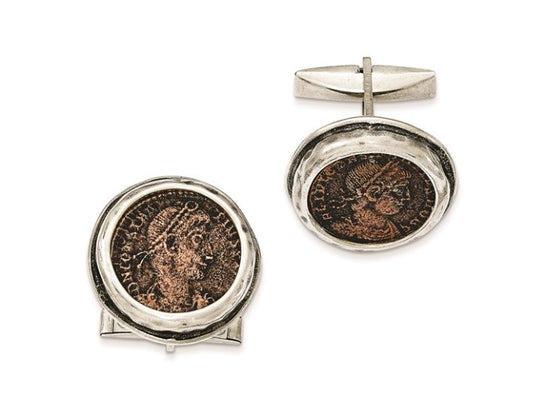 Sterling & Bronze Antiqued Roman Coin Cufflinks