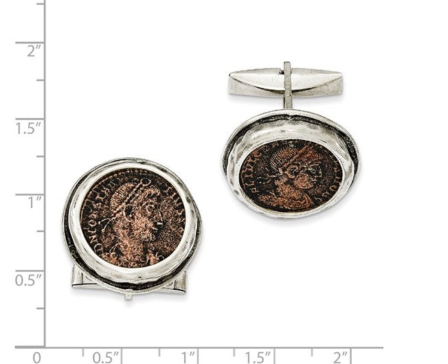 Sterling & Bronze Antiqued Roman Coin Cufflinks