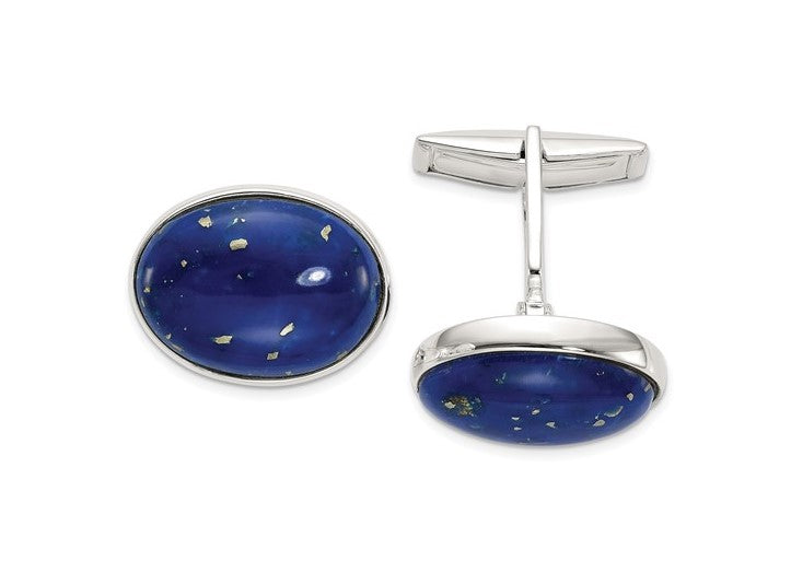 Sterling Cabochon Lapis Cuff Links