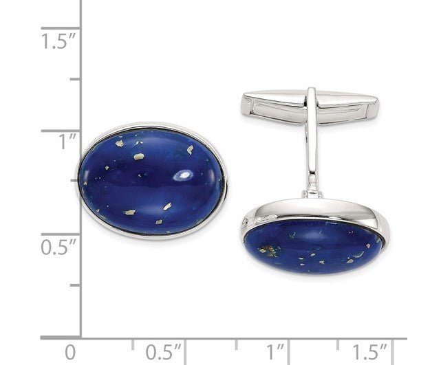 Sterling Cabochon Lapis Cuff Links